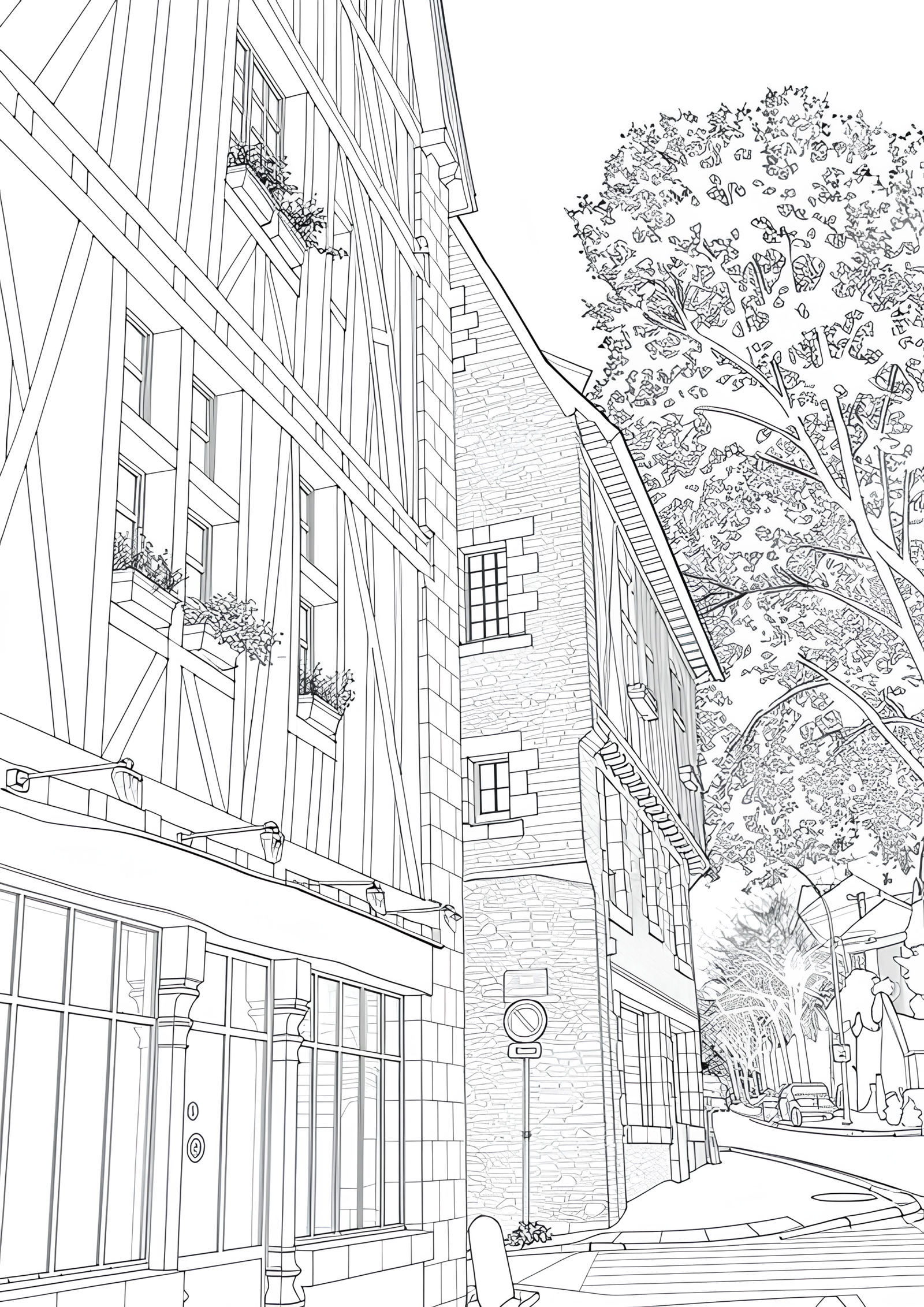 Rue Beaurepaire, la Doutre, Illsutration à peindre ou colorier